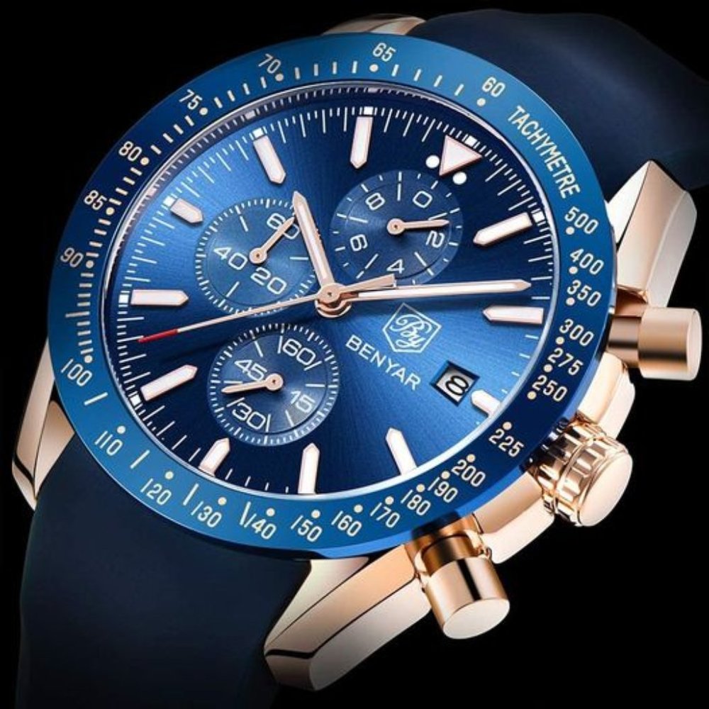 Stylish Mens Benyar Military Watch Quartz Movement, Waterproof Chronograph